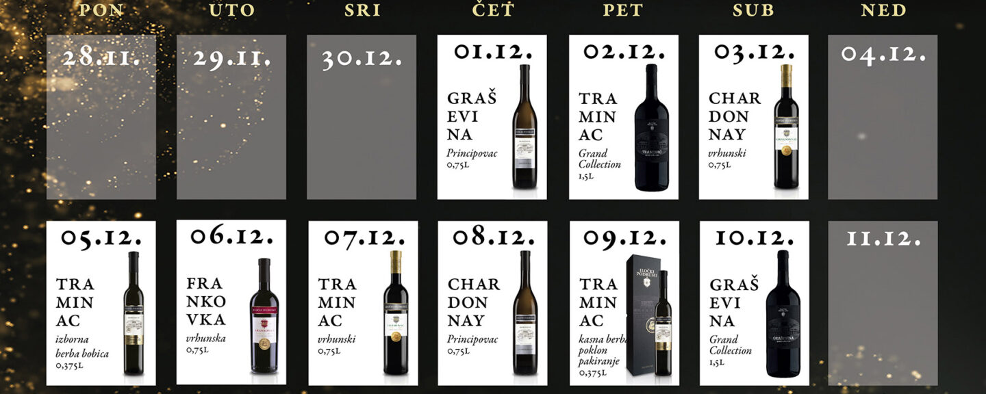 [Tradicionalni adventski kalendar] Svaki dan 20% popusta na vrhunska vina